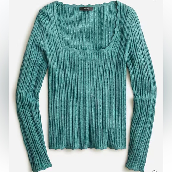 J.Crew Scalloped squareneck pointelle sweater Size M - Picture 1 of 16